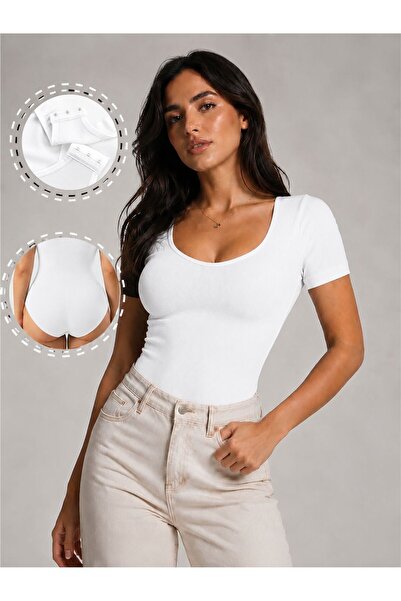 MİSTİRİK Mortek Model Belly Shaper Seamless Model Bodysuit Model Short Sleeve...