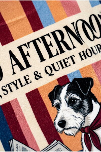 Artvibe Milano Afternoon Dog Patterned 4-Piece Decorative Throw Pillow Cover Set, Retro Striped Italian Cafe Themed Living Room Decor
