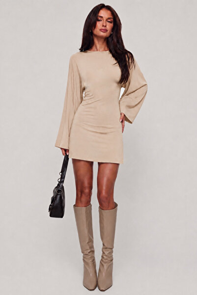 BLUE STREET Women's Loose-Fitting Slim Short Dress with Sleeves