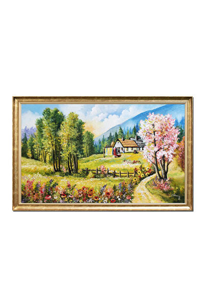 artnova Рамкирана картина на пейзаж от Муне с цъфтящо дърво, ръчно рисувана, ...