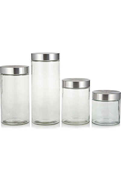 Harmony 4-Piece Glass Canister Set with Stainless Steel Lids
