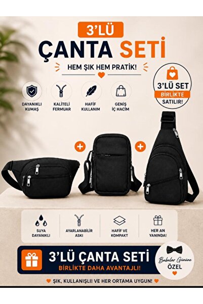 Sofia Black Set of Three Black Crossbody Bags Gift Daily Sling Bag