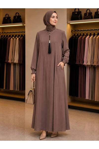PAYİNİ 2028 Tasseled Detail, Zippered Ferace, Seasonal Tunic with Pocket Deta...