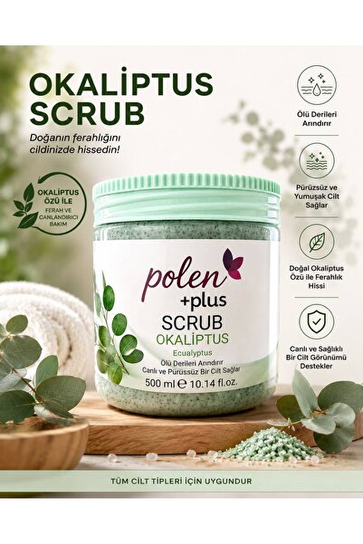 PolenPlus Okaliptus Özlü Yüz Vücut Peeling Scrub 500 ML