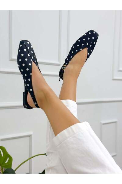 ERVANIN BUTİĞİ Black Satin (Lorey) White Polka Dot Buckle Detail Women's Ball...