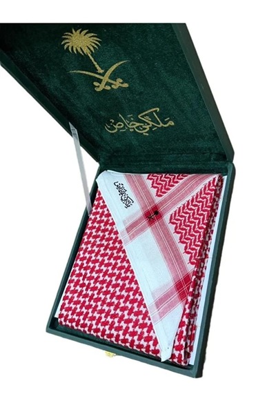 GENERAL Royal Shemagh Special 3 Premium - High Quality Cotton - Red and White - with Luxury Gift Box