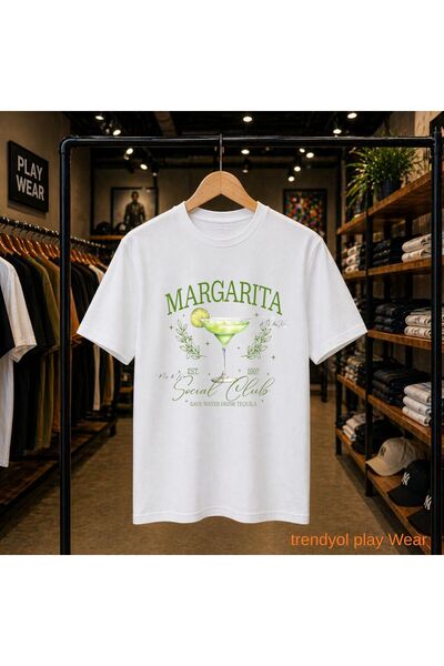 playwear Margarita Yeşill Printed 100% Cotton Oversize Loose Regular Fit Crew...