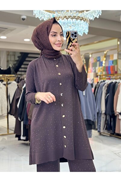 ALANURMODA 25195 Cardigan Stone Set Brown