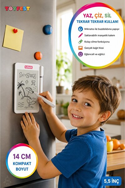 TOYFEST Manyetik Mini Sihirli Yazı Tahtası Silinebilir LCD Yazı Tableti Mıkna...