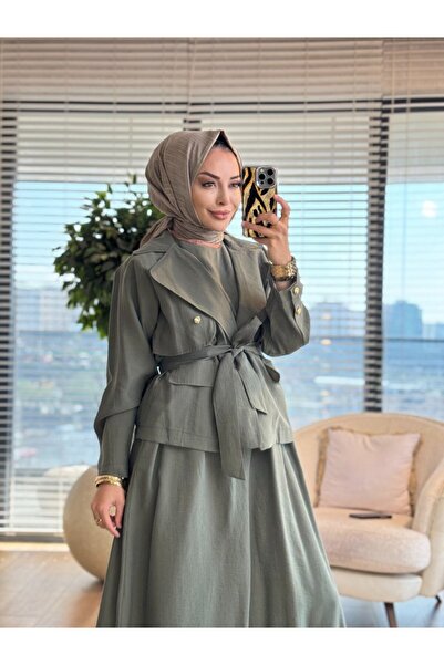 ALANURMODA 4463 dress with jacket two-piece set khaki