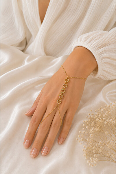 Belasso Steel Gold Color Heart Model Zircon Stone Women's Shahmeran