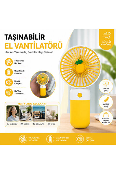 Blic BWFN6 Şarjlı Mini El Fanı Telefon Standlı 15W Güçlü Serinletici 3 Kademe...