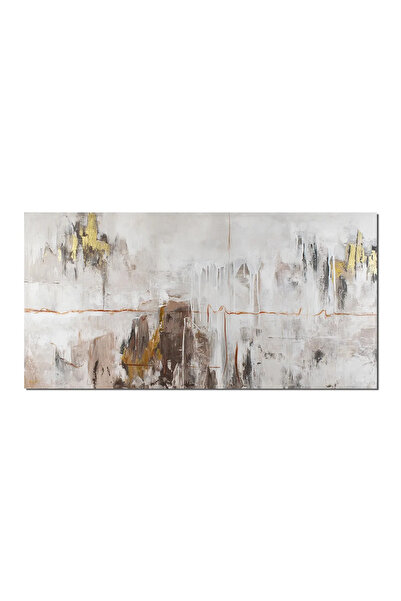 artnova Tablou abstract cu auriu pictat manual, Imaginatie, 120x60cm ulei pe ...