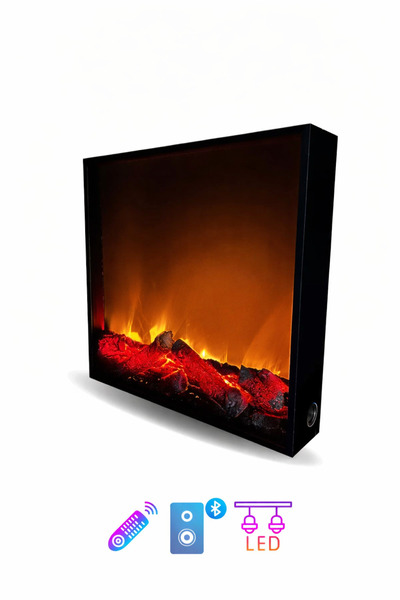 MeGulart 100 x 100 Elektrikli Şömine Bluetooth Büyük Boy 1 Metre x 1 Metre