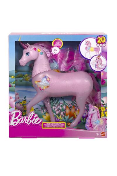 mattel Barbie Unicorn Roz cu Lumini și Sunete Strălucitoare - Lumini și Sunete