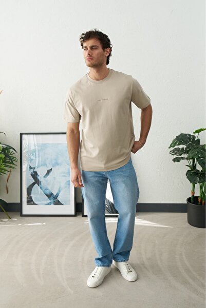 duo fideles Men's Text Detailed T-Shirt