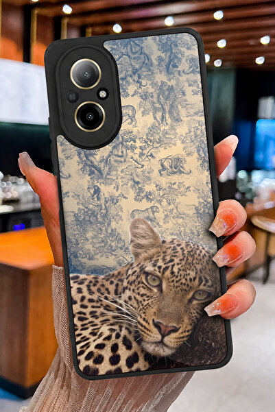 realme 12 Lite Uyumlu Leopar Couture Desenli Parlak Baskılı Kamera Korumalı T...