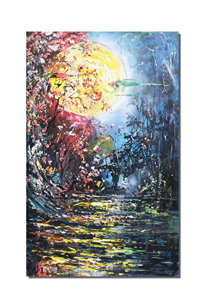 artnova Ръчно рисувана картина с импасто техника, Очарователен нощен пейзаж, ...