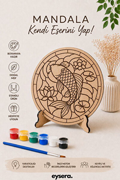 eysera Ahşap Mandala Balık Boyama Seti - Aktivite Etkinlik Sanat
