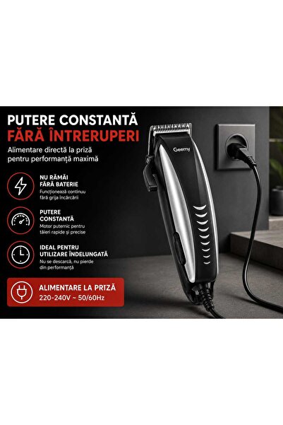 Geemy Mașină de tuns profesională GM-1001, cu fir, lame din oțel inoxidabil, ...