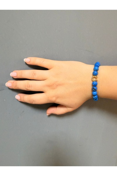 gemsartdeco Blue Agate Horseshoe Symbol Natural Stone Bracelet