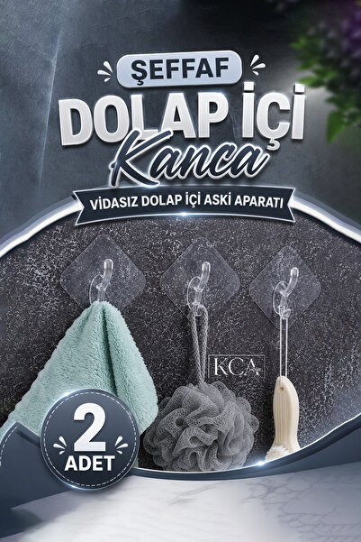 KCA HOME Şeffaf Dolap İçi Kanca, Vidasız Dolap İçi Askı Aparatı, Dolap İçi Ço...