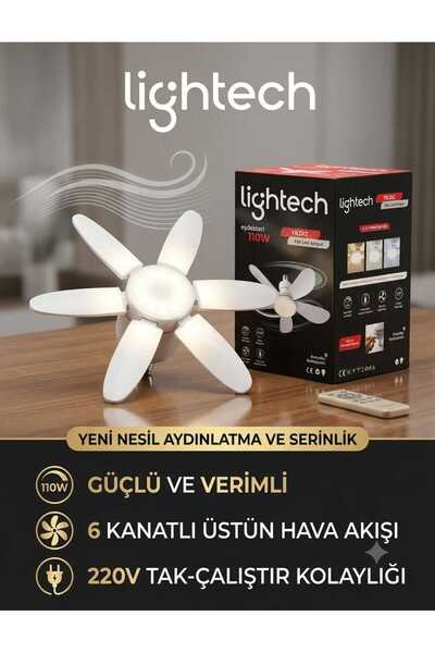 ÖZEMEK LİGHTECH 110W Pervaneli Fanlı LED Ampul Kumandalı E27 3 Renk 6 Kanat 5...