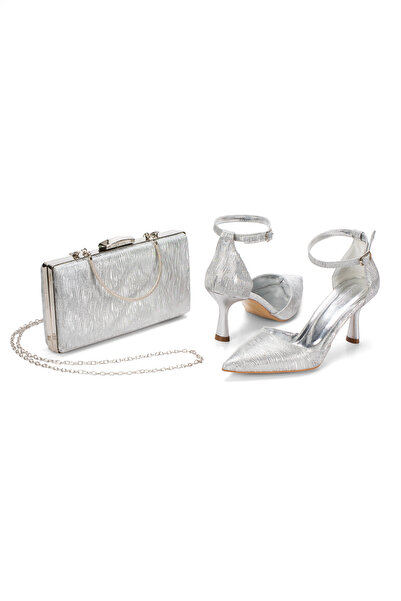 Akçetin Moda Ankle-Strap Pointed Toe Evening Shoes and Bag Set