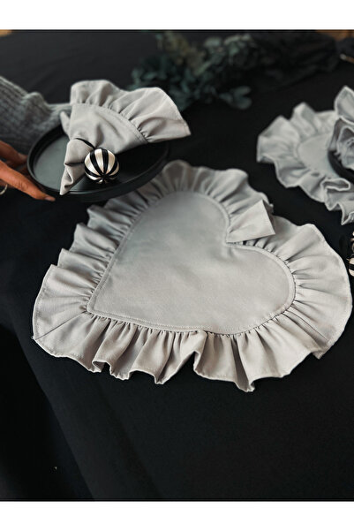 KaiAtelier Σετ 6 τεμαχίων Moonlit Heart Frilly Linen Supla / American Service