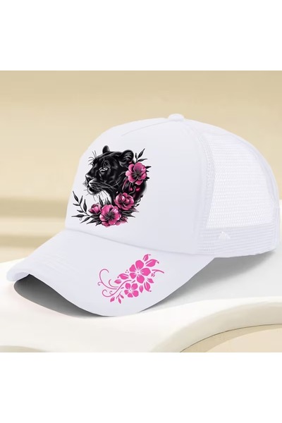 l'eivor Panter & Flower Mesh Black Snapback Cap