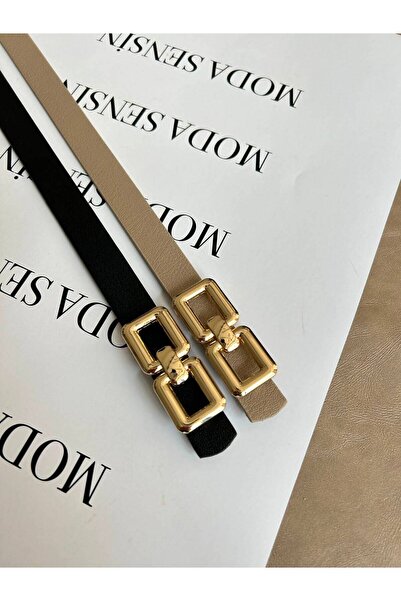 LİA KEMER 2-Pack Major Double Rectangular Buckle Belt Waist Belt Coat Belt Dr...