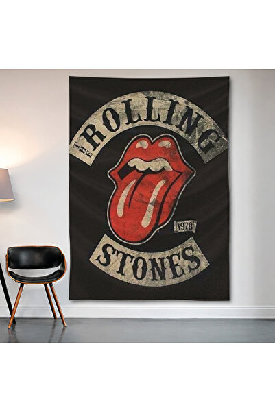 Geek Cultcha لوحة جدارية بشعار The Rolling Stones، ملصق من قماش الساتان عالي ...