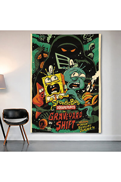 Geek Cultcha Spongebob Graveyard Shift Wall Cloth Wall Tapestry First Quality...
