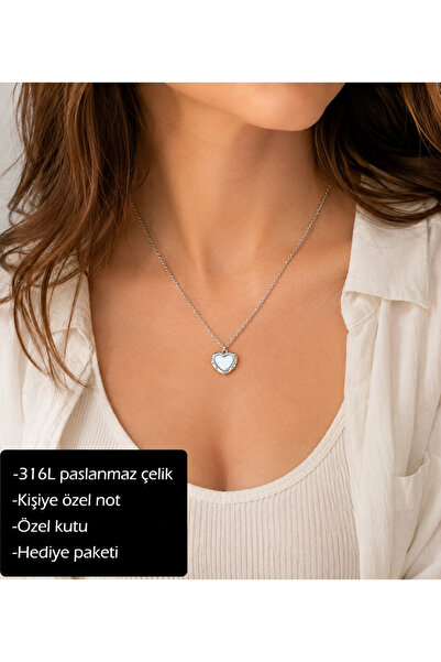 HER ŞEY NOTA www.herseynota.com Elunora Heart Locket Women Necklace 316L Stai...