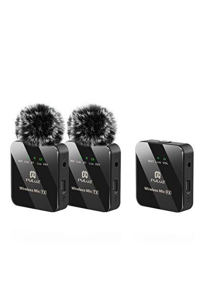 PULUZ Microfon Wireless 2 Tx 1 Rx Pentru Uz Casnic și Profesional