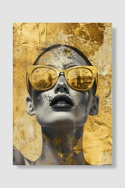 Luna Marissa Poster cu femeie cu ochelari de aur, portret feminin, textură cu...