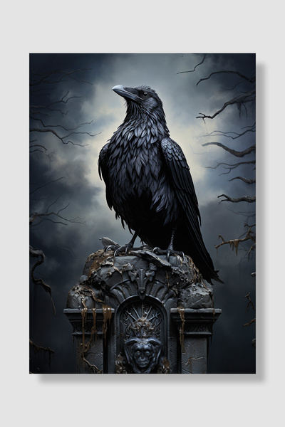 Luna Marissa Poster cu corb, gotic, negru, cu lapte de mormânt, cer furtunos,...