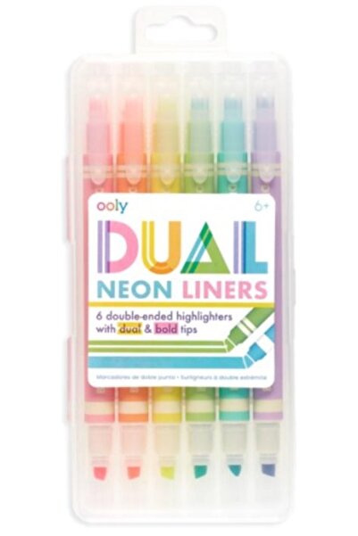 Ooly Set 6 markere neon Ooly, duale, 2 capete, multicolor