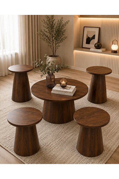 N.zone 5-Piece Circular Coffee Table Set Versatile Modern Luxury Design Durab...