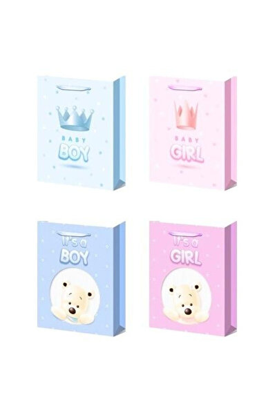 OEM W&K, Geanta cadou din hartie cu manere, Baby Girl/Boy, Multicolor, 26x32x...
