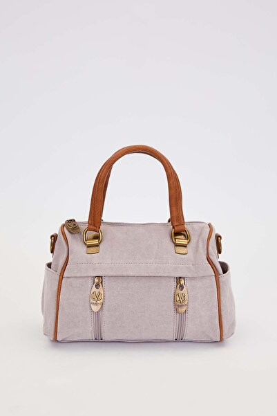 Levidor Gray Multi-Compartment Canvas Handbag