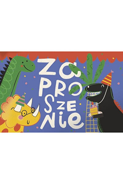 Cudowianki Set 5 invitatii aniversare dinozaur multicolor cu plicuri
