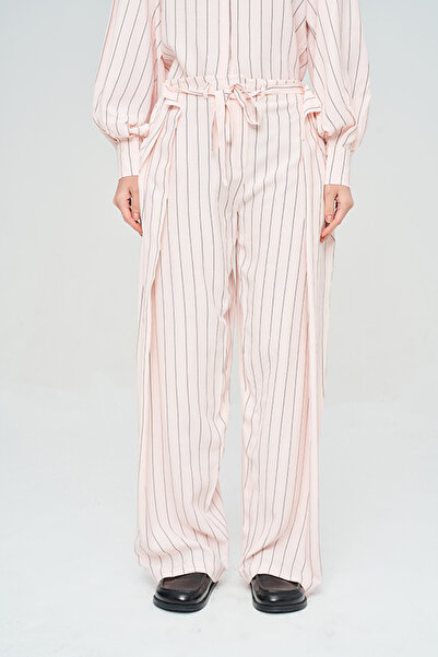 Orfeo Negro Women's Striped Patterned Tie-Waist Palazzo Trousers