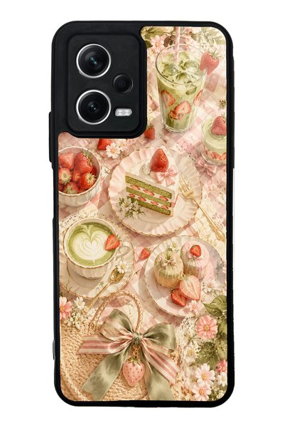 Spoyi حافظة هاتف لامعة بتصميم فراولة ماتشا لهاتف Xiaomi Redmi Note 12 5G