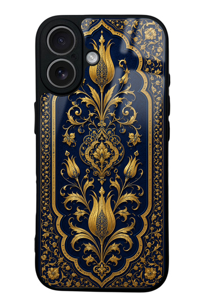 Spoyi iPhone 17 Sapphire Ottoman Gold Design Glossy Phone Case