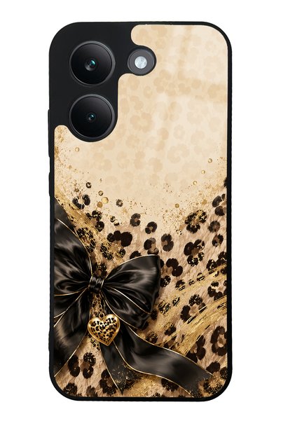 Spoyi حافظة هاتف Xiaomi Poco X8 Pro بتصميم قلب الفهد الذهبي اللامع