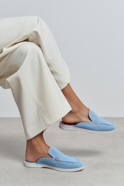 NİŞANTAŞI SHOES Γυναικείες παντόφλες Loafer από δερμάτινο σουέντ Letty Baby B...