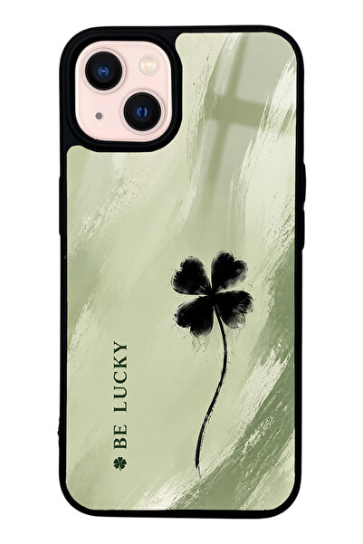 Spoyi iPhone 13 Sage Lucky Clover Tasarımlı Glossy Telefon Kılıfı