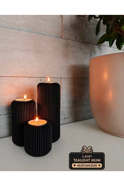 MEGY HOME MODERN 3'LÜ DEKORATİF TEALİGHT MUMLUK