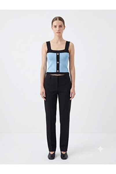 onno style women Sleeveless Strappy Women's Knitted Blouse with Button Detail